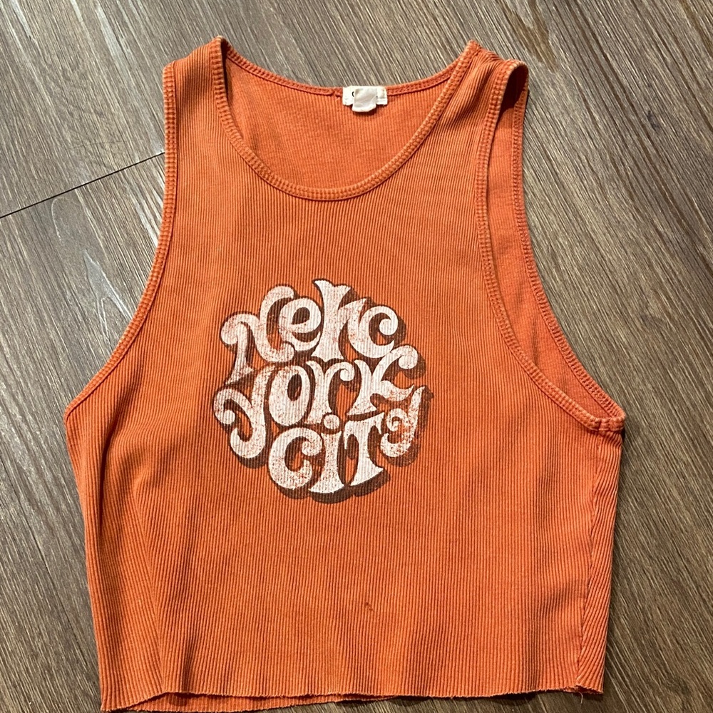 Orange Graphic Tank Top